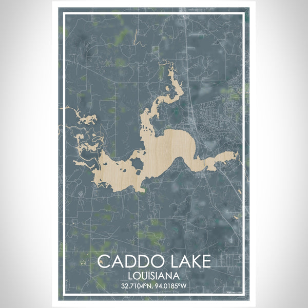 Caddo lake Louisiana Map Print Portrait Orientation in Afternoon Style With Shaded Background