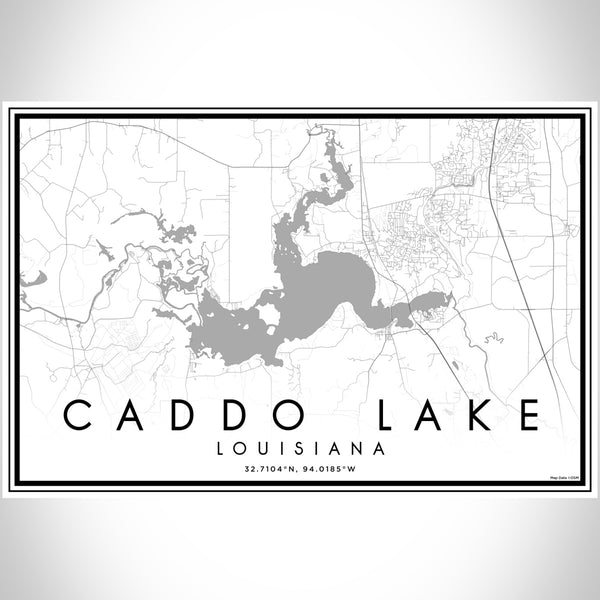 Caddo lake Louisiana Map Print Landscape Orientation in Classic Style With Shaded Background