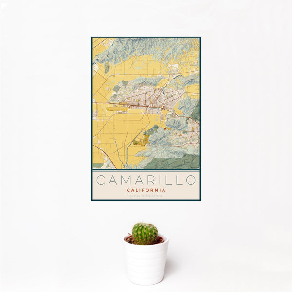 Camarillo - California Map Print in Woodblock
