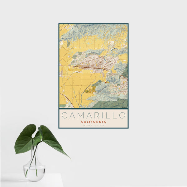 Camarillo - California Map Print in Woodblock