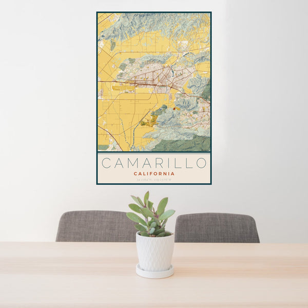 Camarillo - California Map Print in Woodblock