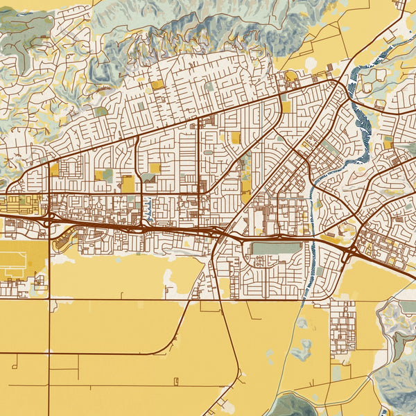 Camarillo - California Map Print in Woodblock
