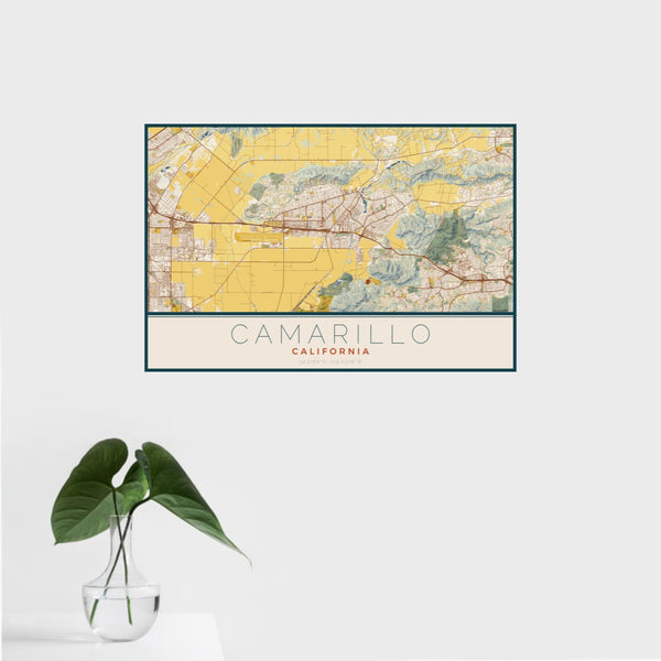 Camarillo - California Map Print in Woodblock