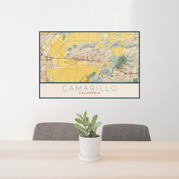 Camarillo - California Map Print in Woodblock