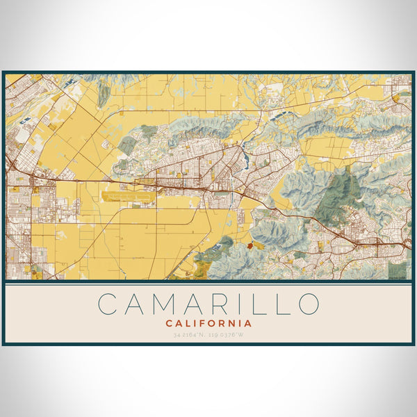 Camarillo - California Map Print in Woodblock
