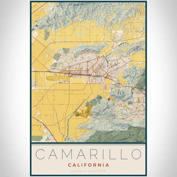 Camarillo - California Map Print in Woodblock