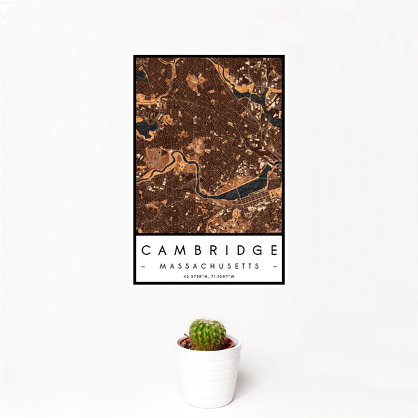 Cambridge - Massachusetts Map Print in Ember