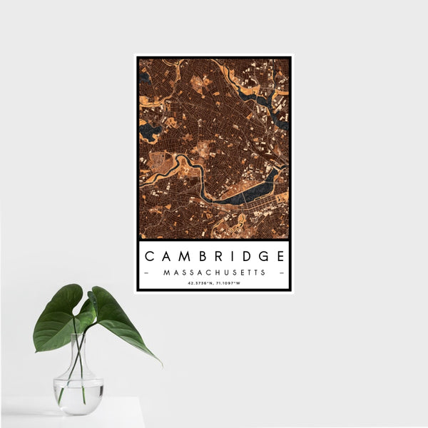 Cambridge - Massachusetts Map Print in Ember