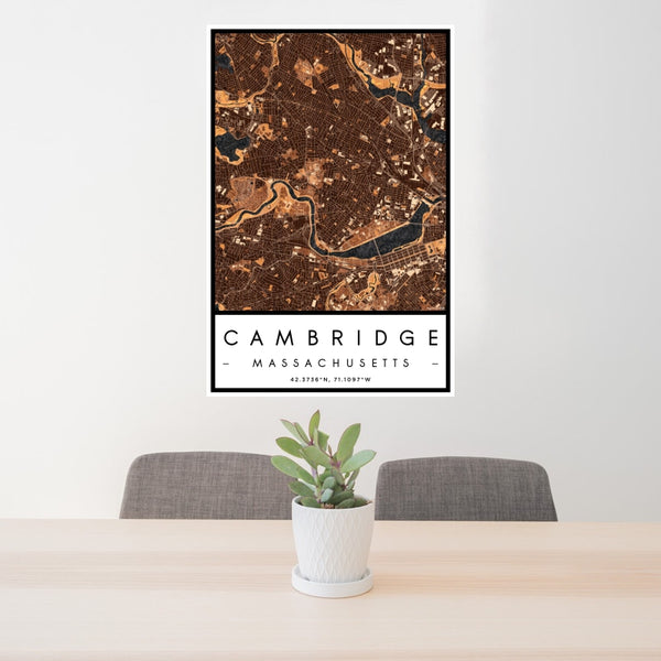 Cambridge - Massachusetts Map Print in Ember