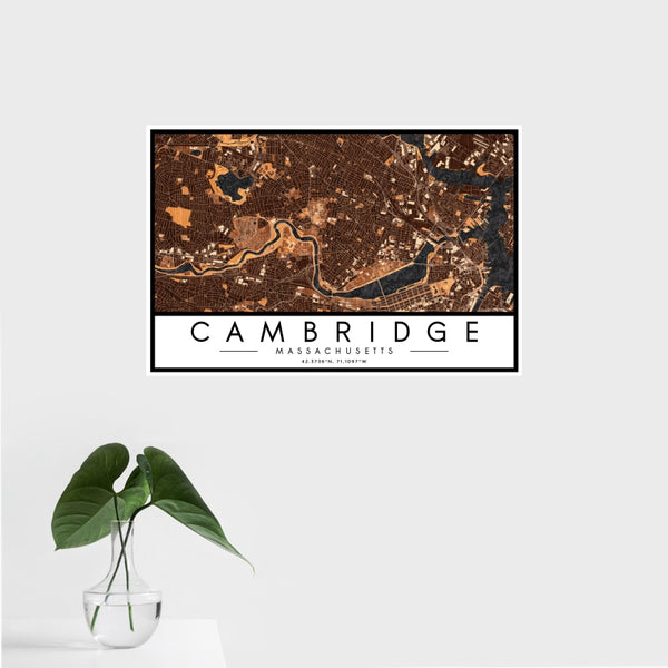 Cambridge - Massachusetts Map Print in Ember