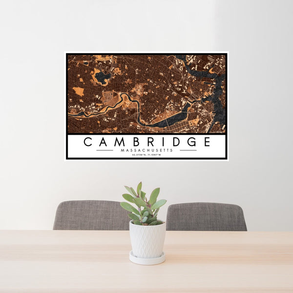 Cambridge - Massachusetts Map Print in Ember