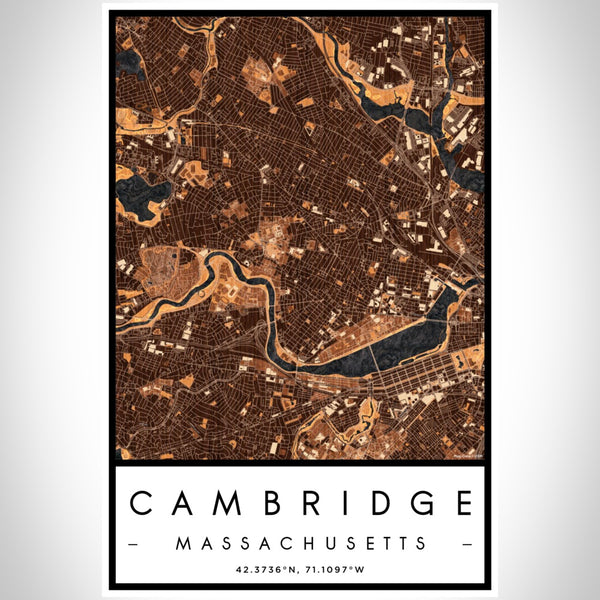 Cambridge - Massachusetts Map Print in Ember