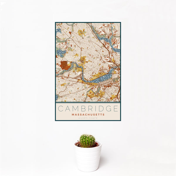 Cambridge - Massachusetts Map Print in Woodblock