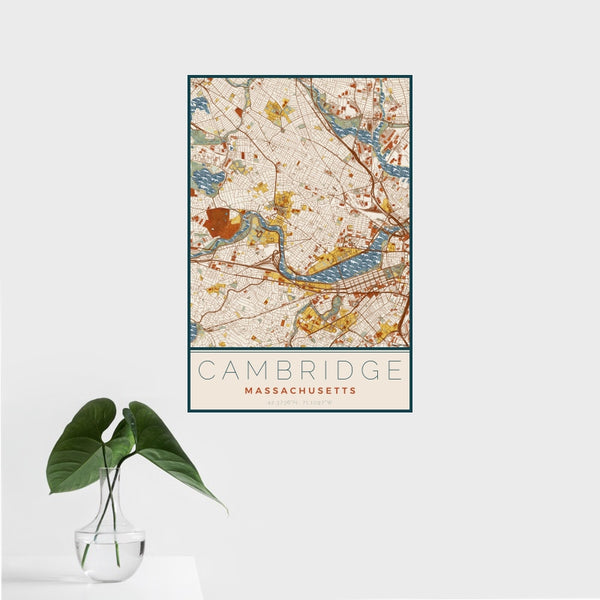 Cambridge - Massachusetts Map Print in Woodblock