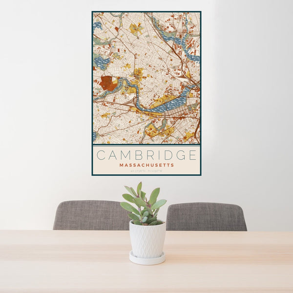 Cambridge - Massachusetts Map Print in Woodblock