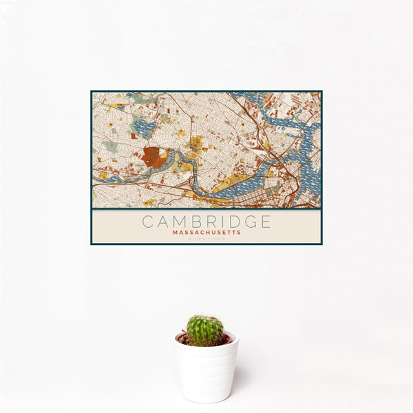 Cambridge - Massachusetts Map Print in Woodblock