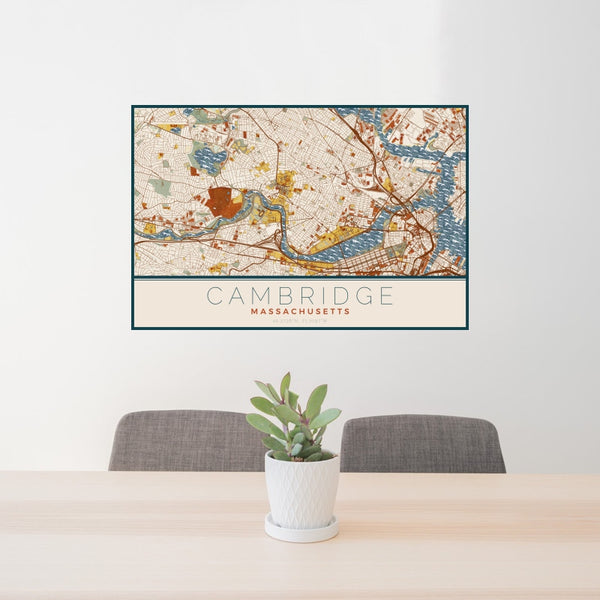 Cambridge - Massachusetts Map Print in Woodblock