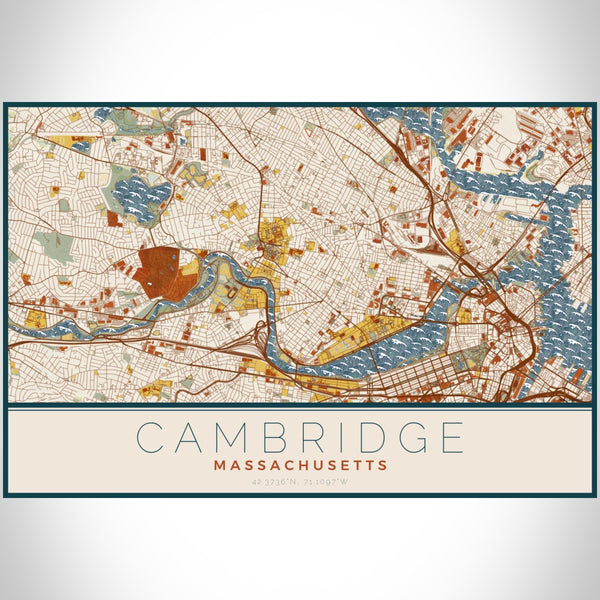 Cambridge - Massachusetts Map Print in Woodblock