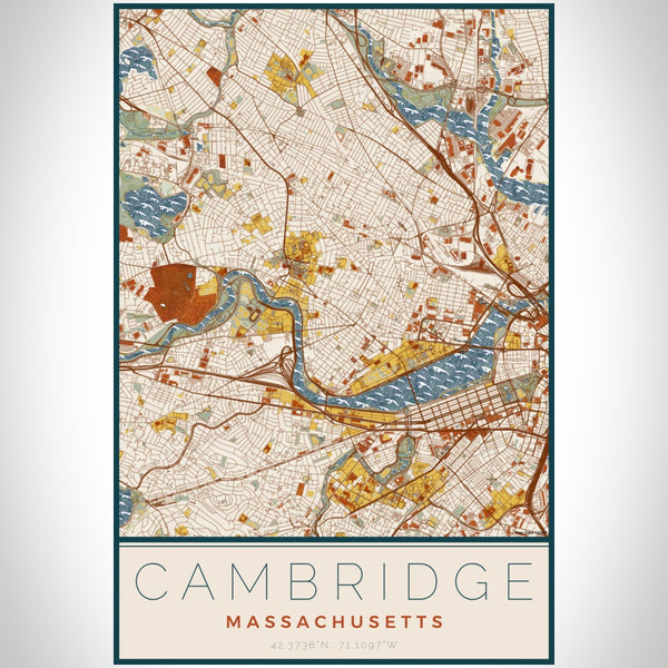 Cambridge - Massachusetts Map Print in Woodblock