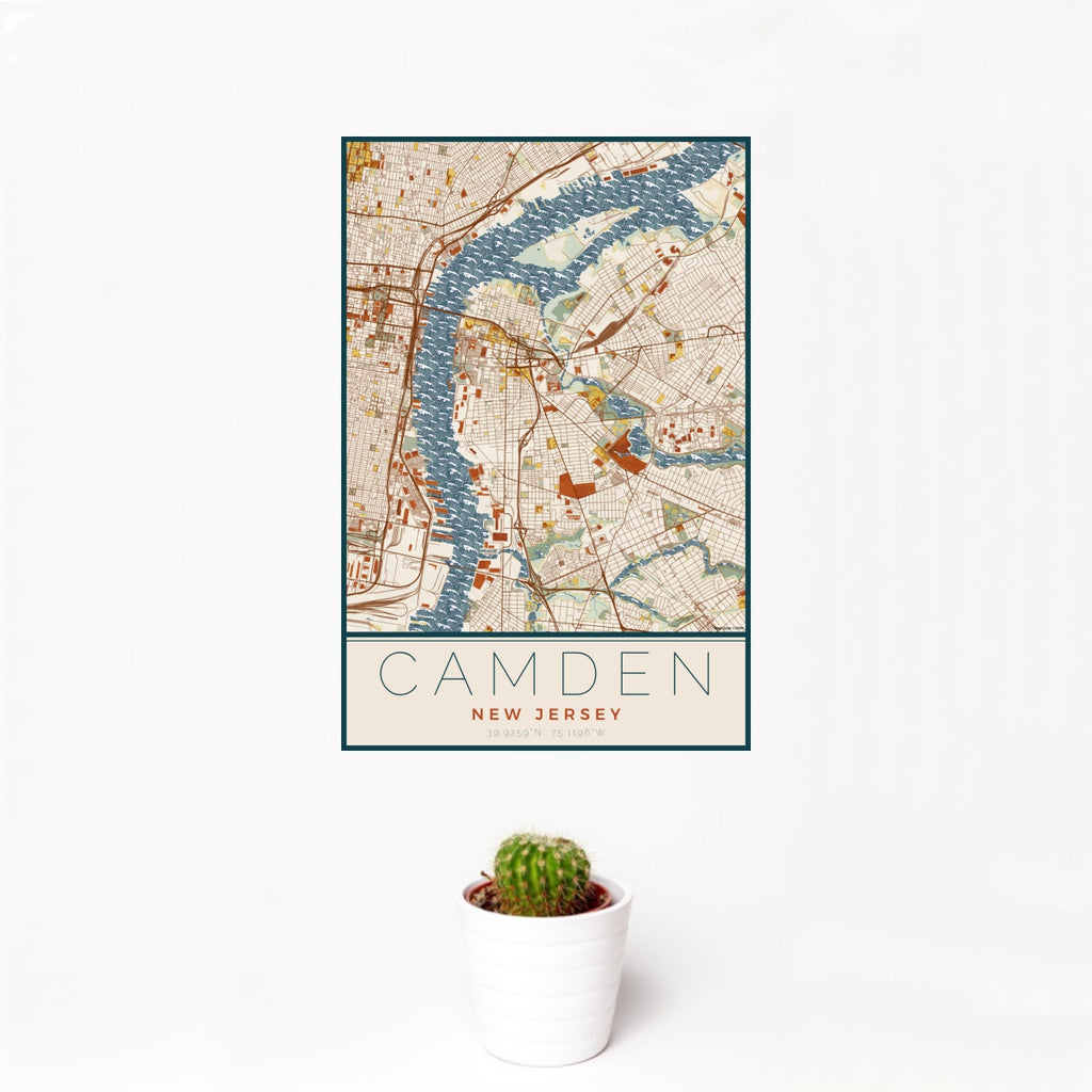Camden - New Jersey Map Print in Woodblock