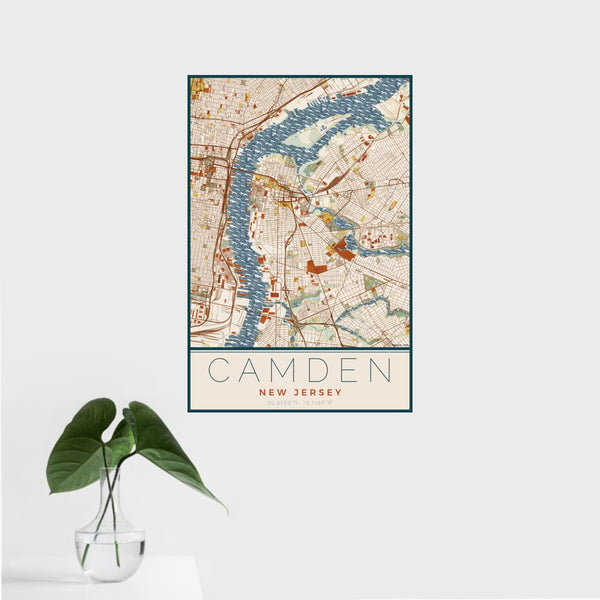 Camden - New Jersey Map Print in Woodblock