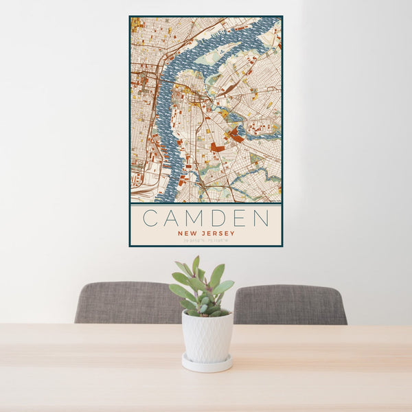 Camden - New Jersey Map Print in Woodblock
