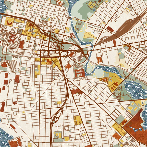 Camden - New Jersey Map Print in Woodblock