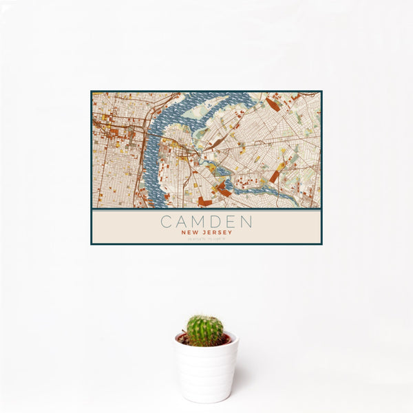 Camden - New Jersey Map Print in Woodblock