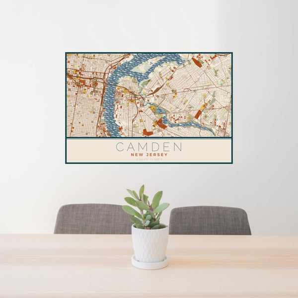 Camden - New Jersey Map Print in Woodblock