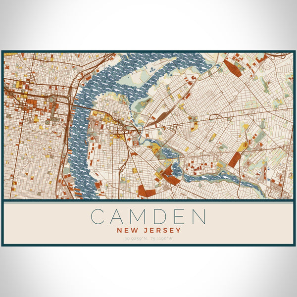 Camden - New Jersey Map Print in Woodblock