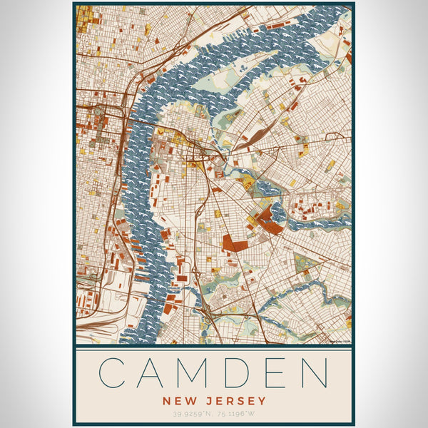 Camden - New Jersey Map Print in Woodblock