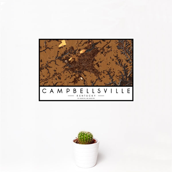 Campbellsville - Kentucky Map Print in Ember