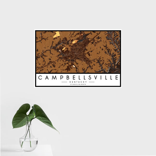Campbellsville - Kentucky Map Print in Ember