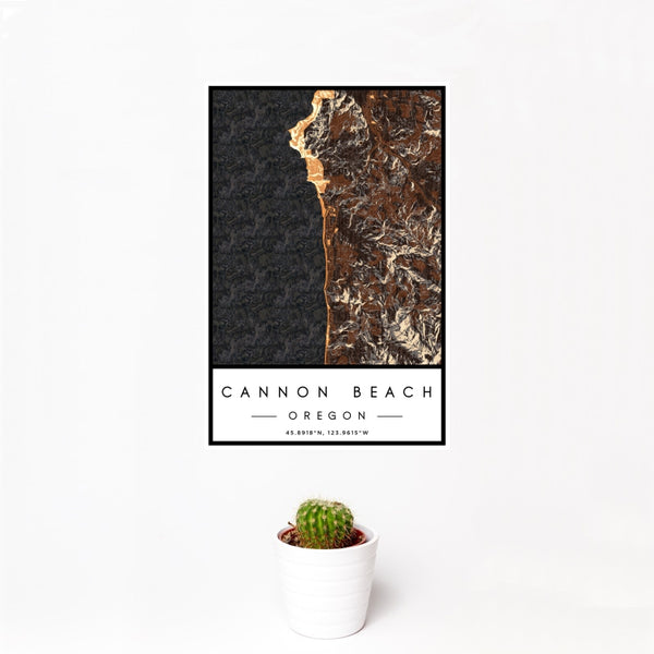 Cannon Beach - Oregon Map Print in Ember