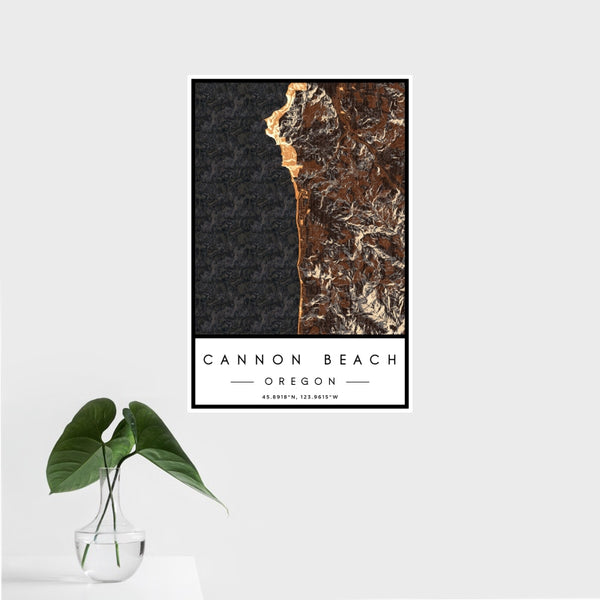 Cannon Beach - Oregon Map Print in Ember