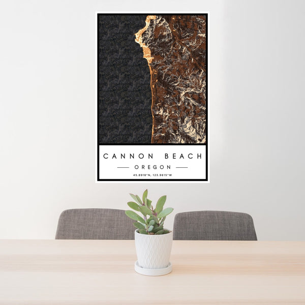Cannon Beach - Oregon Map Print in Ember