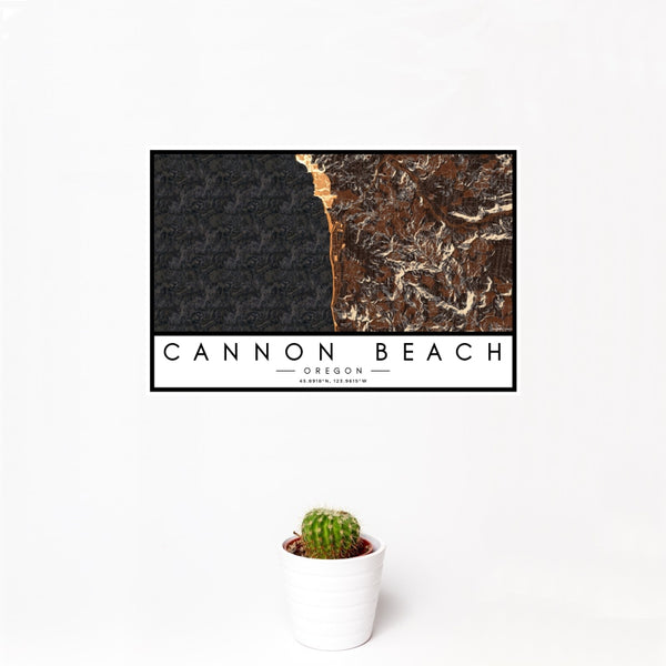 Cannon Beach - Oregon Map Print in Ember