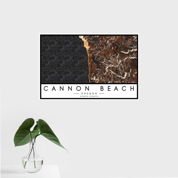 Cannon Beach - Oregon Map Print in Ember