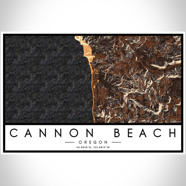 Cannon Beach - Oregon Map Print in Ember