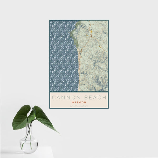 Cannon Beach - Oregon Map Print in Woodblock