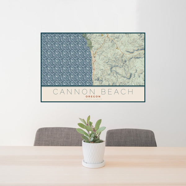 Cannon Beach - Oregon Map Print in Woodblock