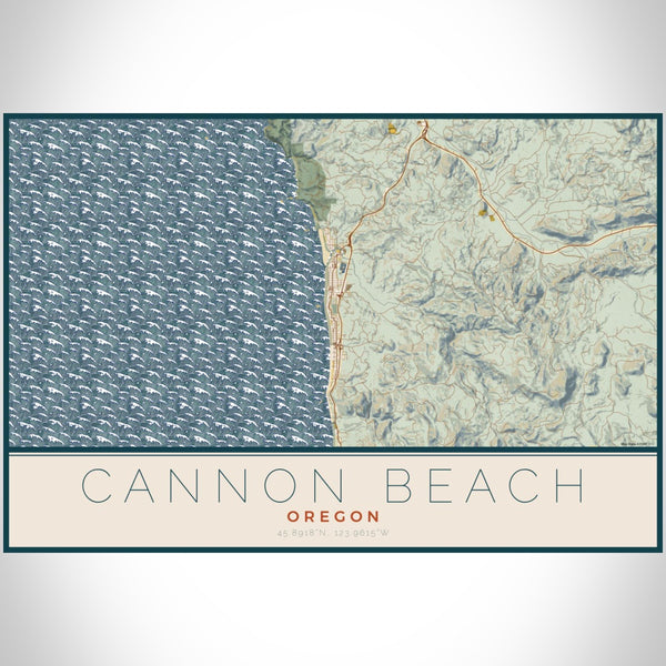 Cannon Beach - Oregon Map Print in Woodblock
