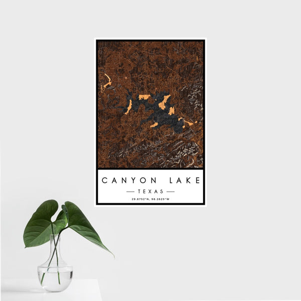 Canyon Lake - Texas Map Print in Ember