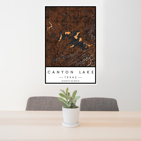 Canyon Lake - Texas Map Print in Ember