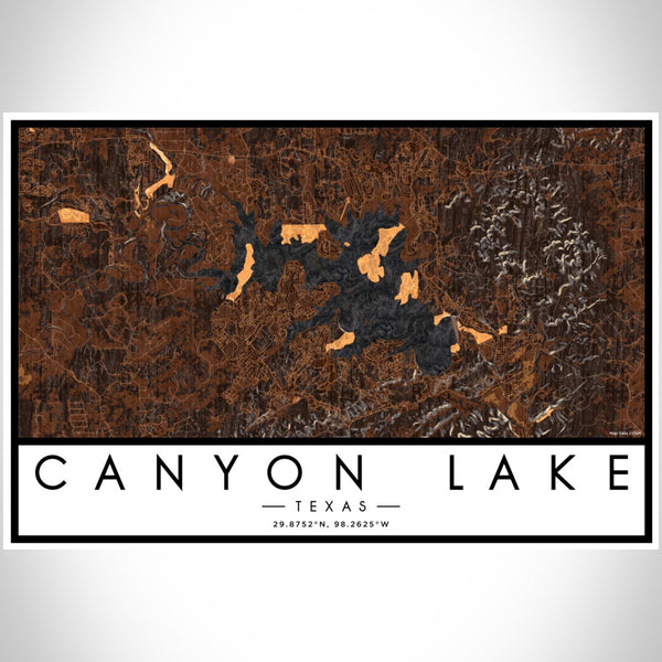 Canyon Lake - Texas Map Print in Ember