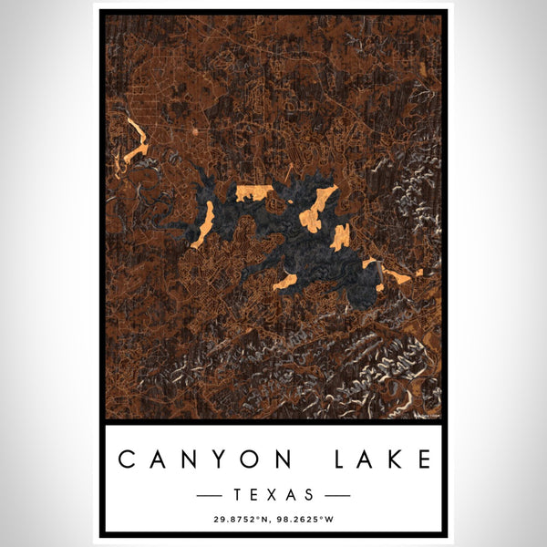 Canyon Lake - Texas Map Print in Ember