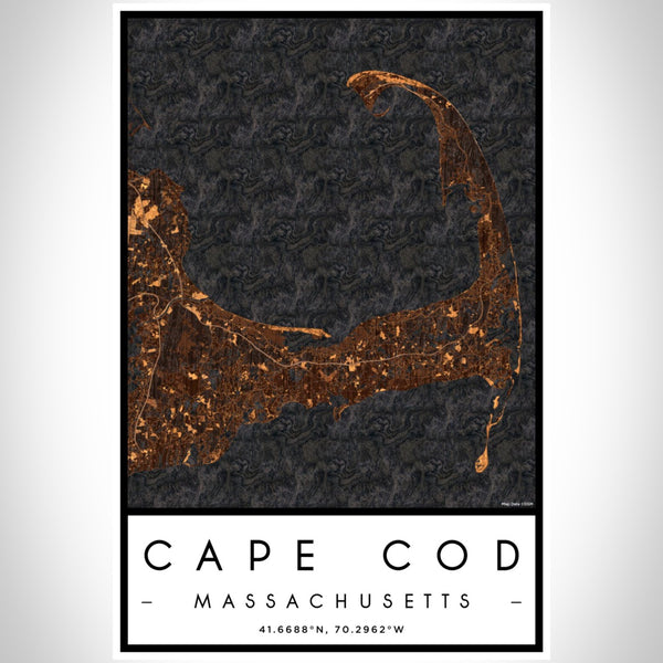 Cape Cod - Massachusetts Map Print in Ember