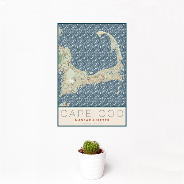 Cape Cod - Massachusetts Map Print in Woodblock
