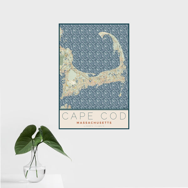 Cape Cod - Massachusetts Map Print in Woodblock