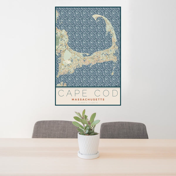 Cape Cod - Massachusetts Map Print in Woodblock